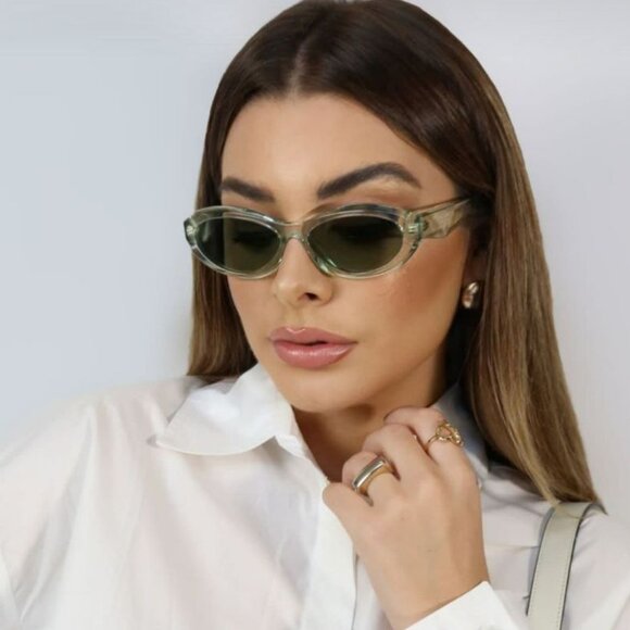 BRAND NEW Prada PR26ZS 14R20E Transparent Mint Green Oval Women Sunglasses - Picture 11 of 13